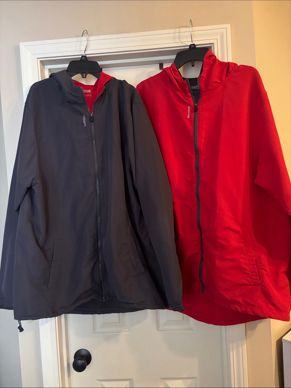 Reebok bundle Men’s Hooded zip up Windbreaker - Red & Dark Gray 2XL